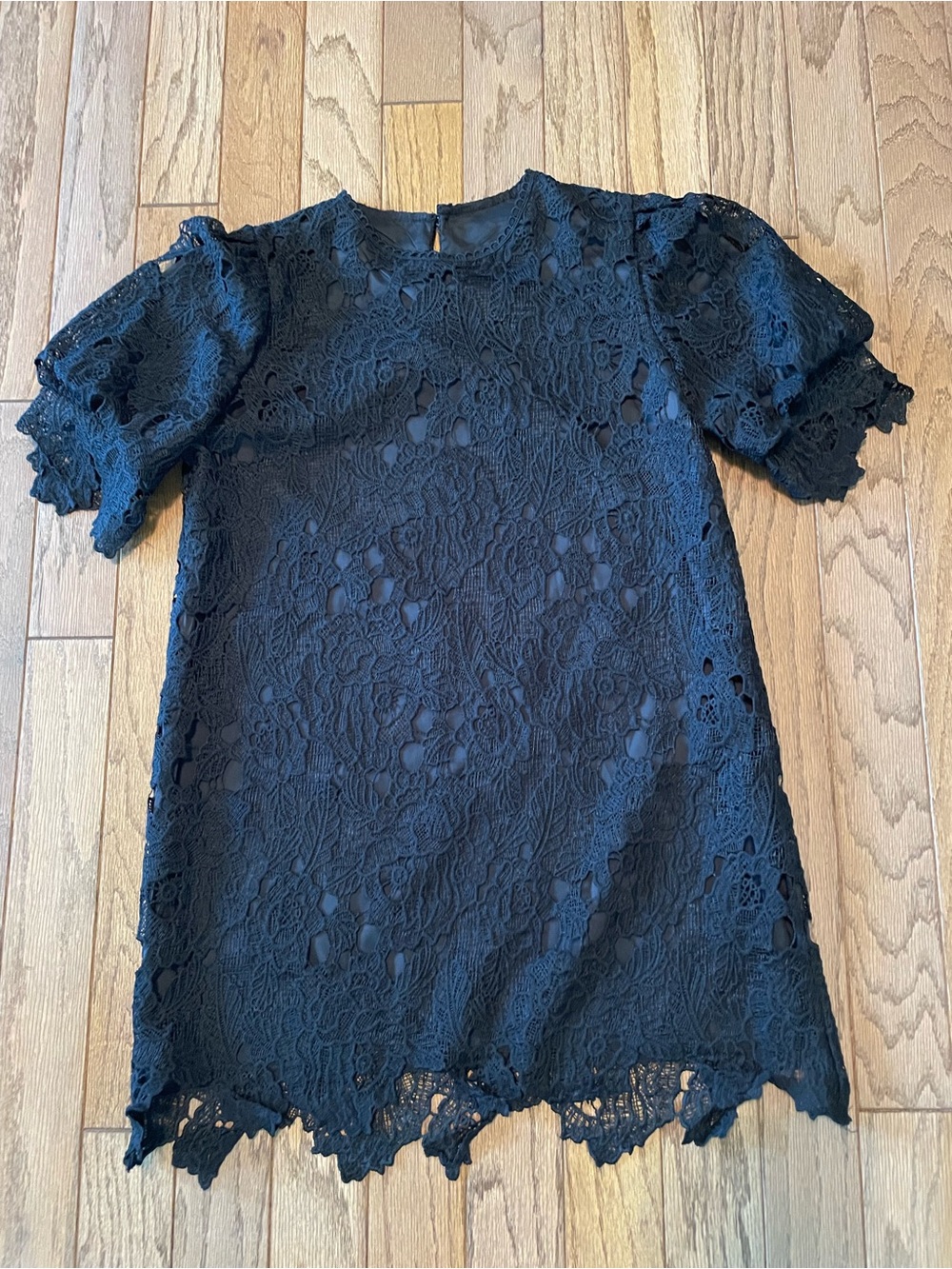 Timeless Floral Lace Mini Little Black Dress Size M